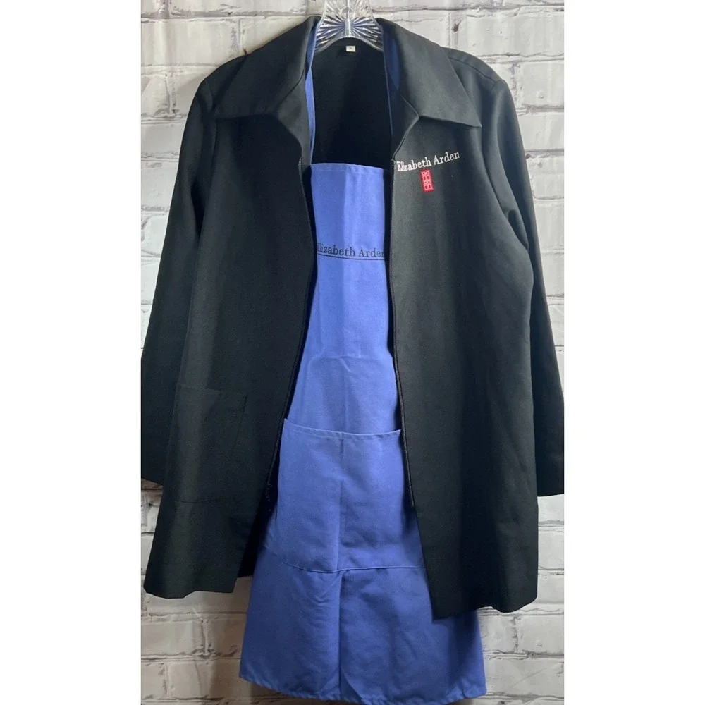Lot/2 ELIZABETH ARDEN Jacket & Apron SMALL Uniform Top Pockets Cosmetics Counter